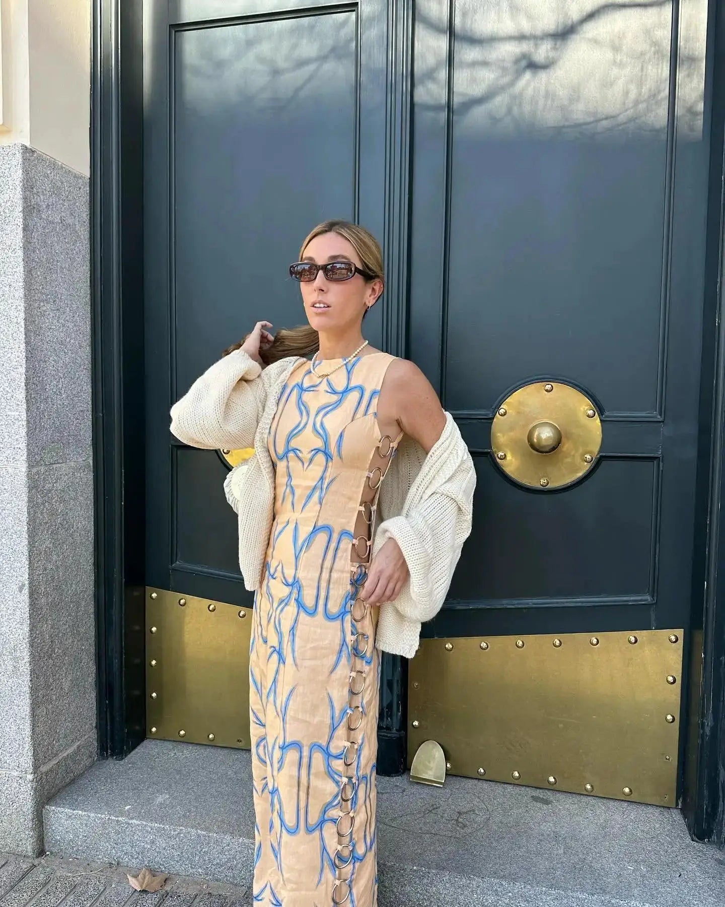 Iron Ring Connected Leopard Maxi Dress Fashion Statement