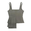 Irregular Pleated Camisole Dress Chic Sleeveless Mini Summer