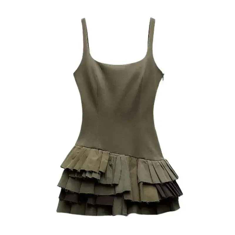 Irregular Pleated Sling Dress Summer Fashion Statement
