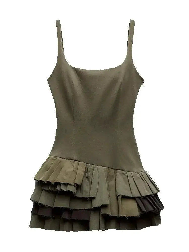 Irregular Pleated Sling Dress Summer Fashion Statement