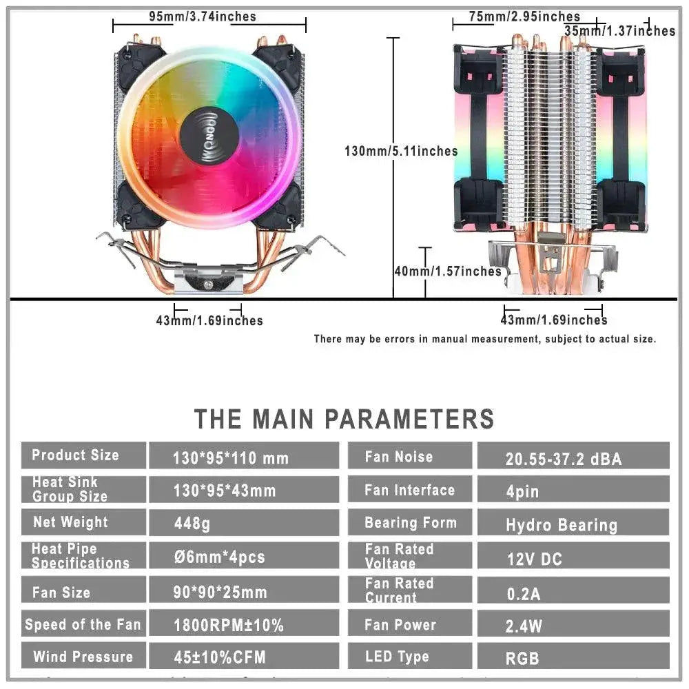 Iwongou RGB CPU Cooler for Intel and AMD High Performance