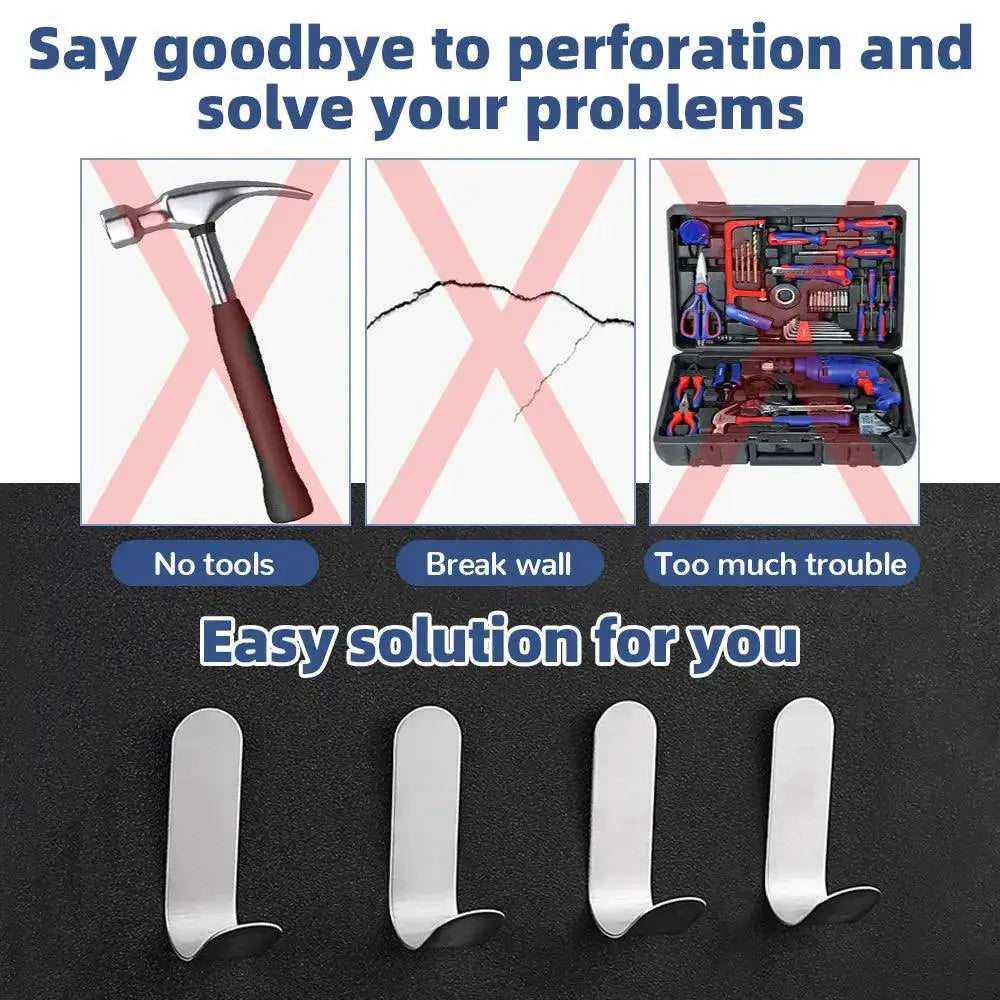 J - Hook Stainless Steel Adhesive Wall Finishing Hook Kit