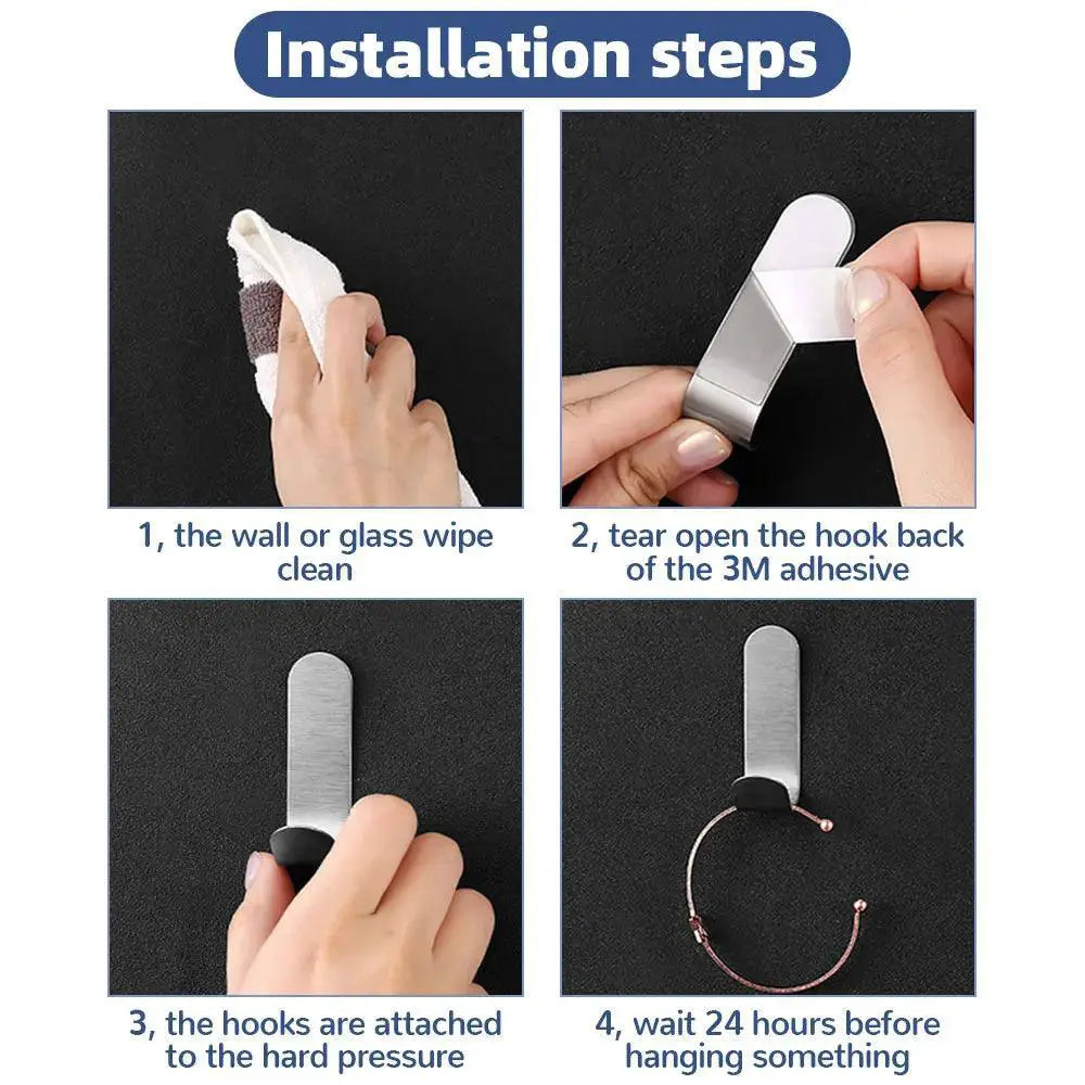 J - Hook Stainless Steel Adhesive Wall Finishing Hook Kit