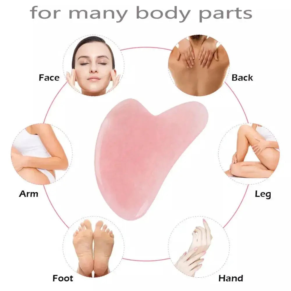 Jade Stone Gua Sha And Rose Quartz Massage Set Anti Aging
