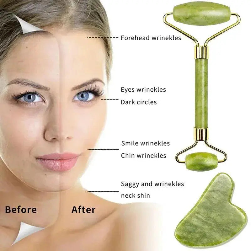 Jade Roller Set For Rejuvenating Skin And Anti Aging
