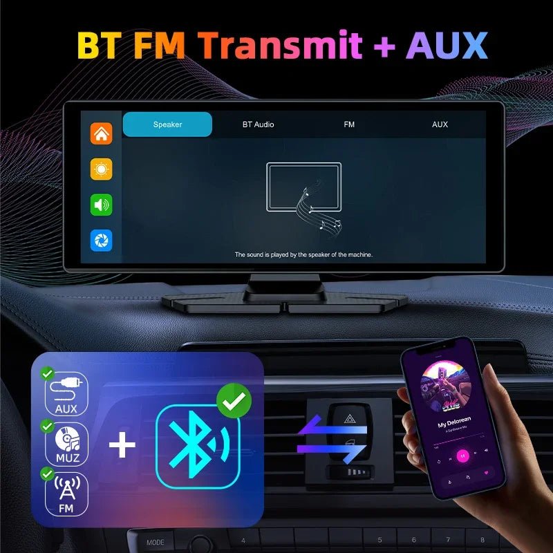 Jansite Dash Cam Dual Variant 7 or 10.26 Inches 4K Wireless CarPlay Android Auto