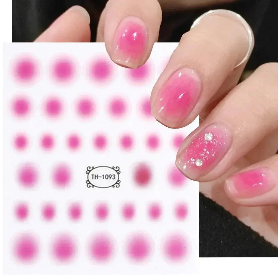 Japanese Elegance Red Pink Ombre Nail Art Stickers Set