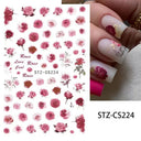 Japanese Elegance Red Pink Ombre Nail Art Stickers Set