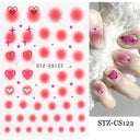 Japanese Elegance Red Pink Ombre Nail Art Stickers Set
