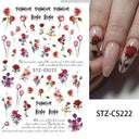 Japanese Elegance Red Pink Ombre Nail Art Stickers Set