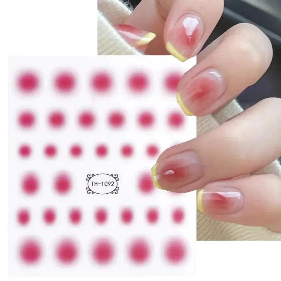Japanese Elegance Red Pink Ombre Nail Art Stickers Set