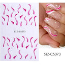 Japanese Elegance Red Pink Ombre Nail Art Stickers Set