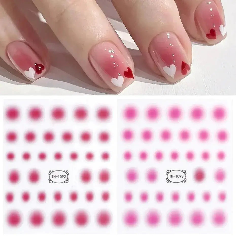 Japanese Elegance Red Pink Ombre Nail Art Stickers Set
