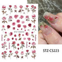 Japanese Elegance Red Pink Ombre Nail Art Stickers Set
