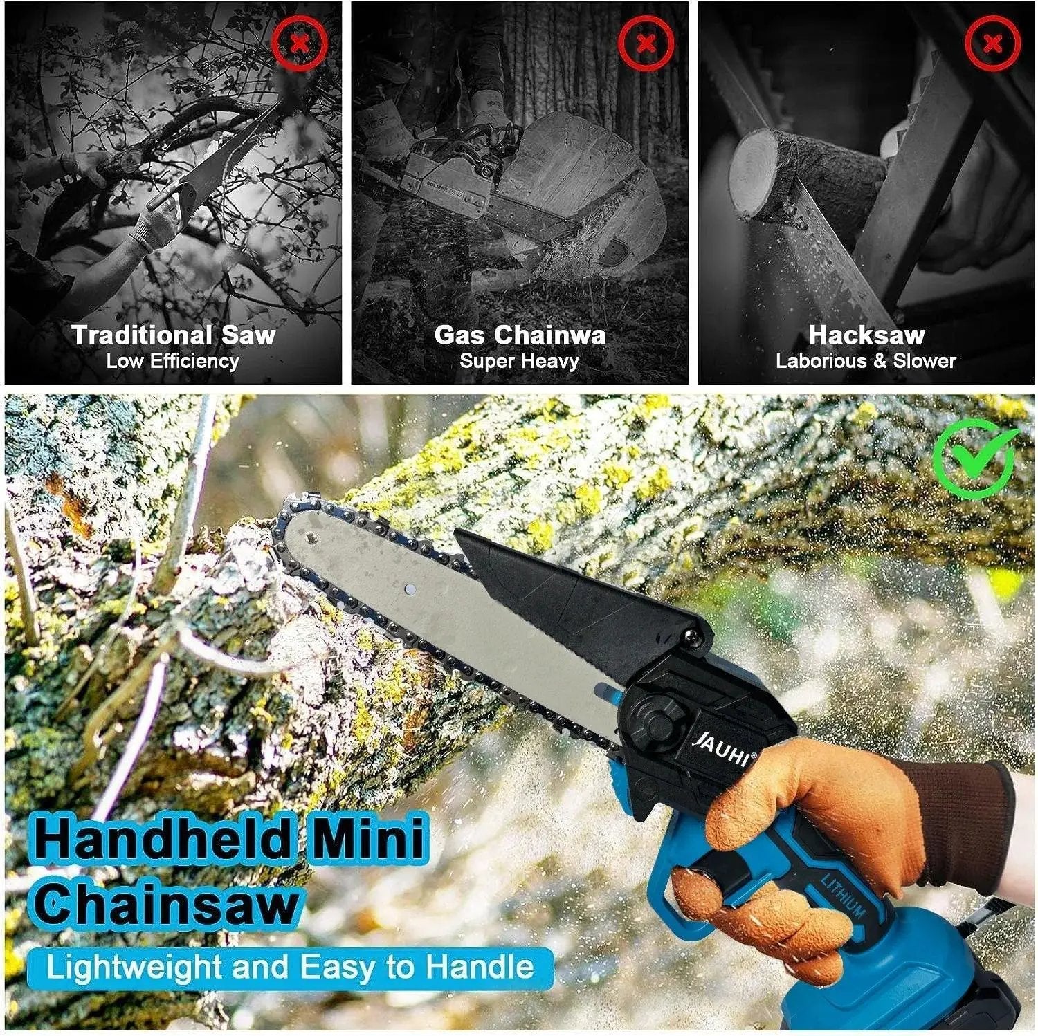 JAUHI 6 Inch Cordless Chainsaw For Makita 18V Battery