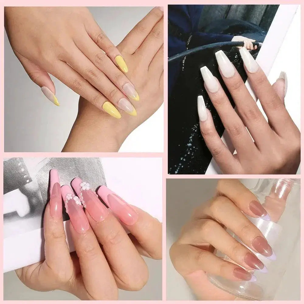 Jelly Gel Nail Polish Transparent Nude Top Coat Manicure