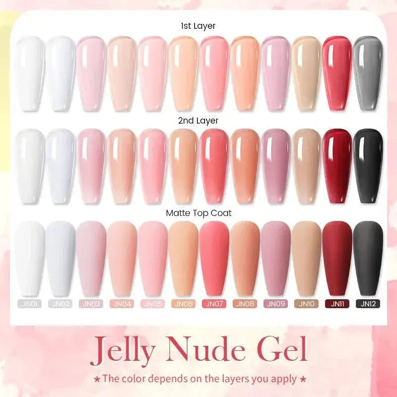 Jelly Nude Gel Polish Semi Transparent Nail Color Kit