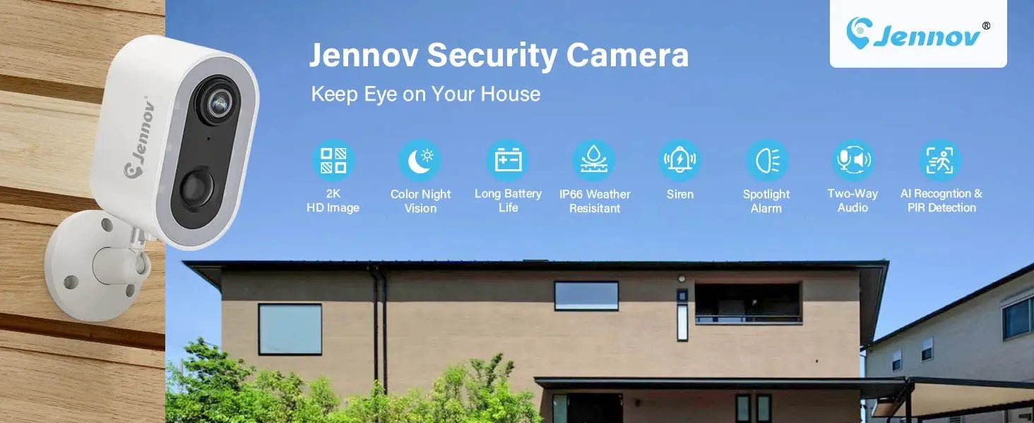 Jennov 5MP Battery Security Camera With Color Night Vision And 2 Way Audio