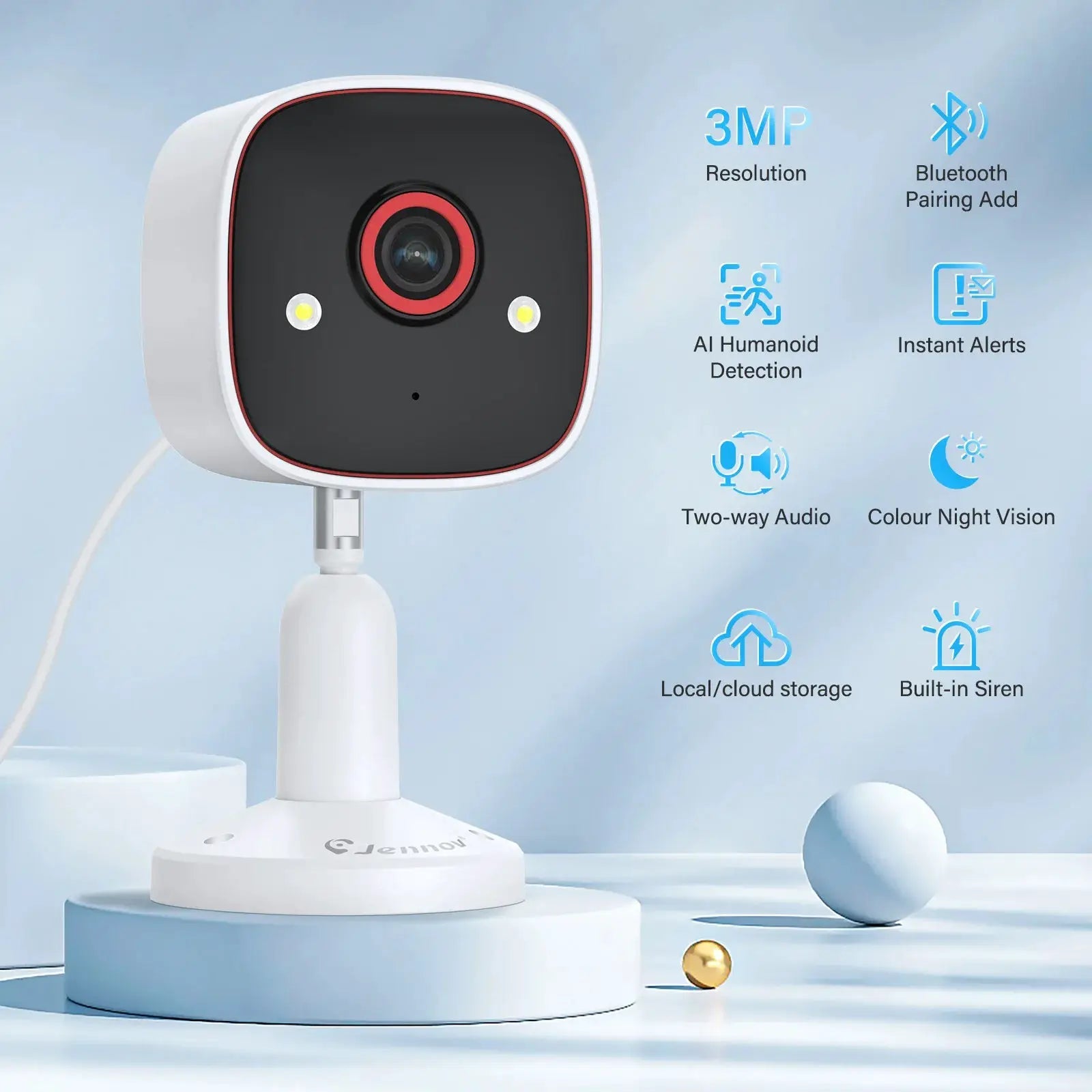 Jennov Night Vision 2K HD Wireless Security Camera Outdoor IP66 Waterproof