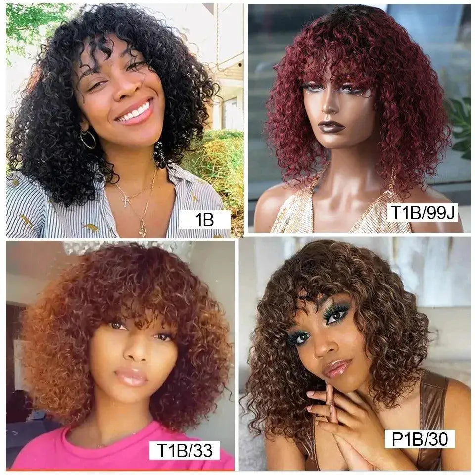Jerry Curly Pixie Cut Bob Human Hair Wig Stylish Red Ombre