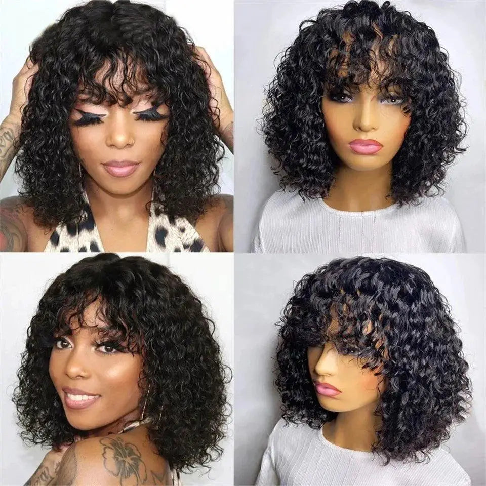 Jerry Curly Pixie Cut Bob Human Hair Wig Stylish Red Ombre