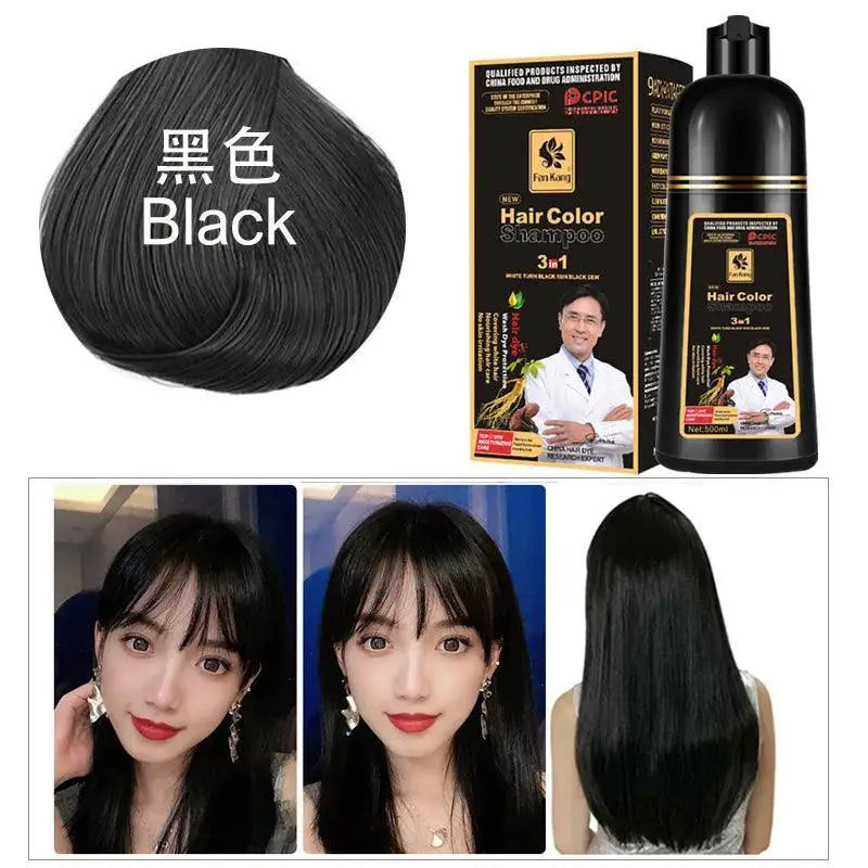 Jet Black Hair Dye Shampoo Organic Essence Nourishment 500ml