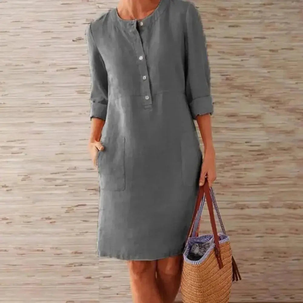 Jocoo Jolee Vintage Linen Tunic Dress For Women Elegant