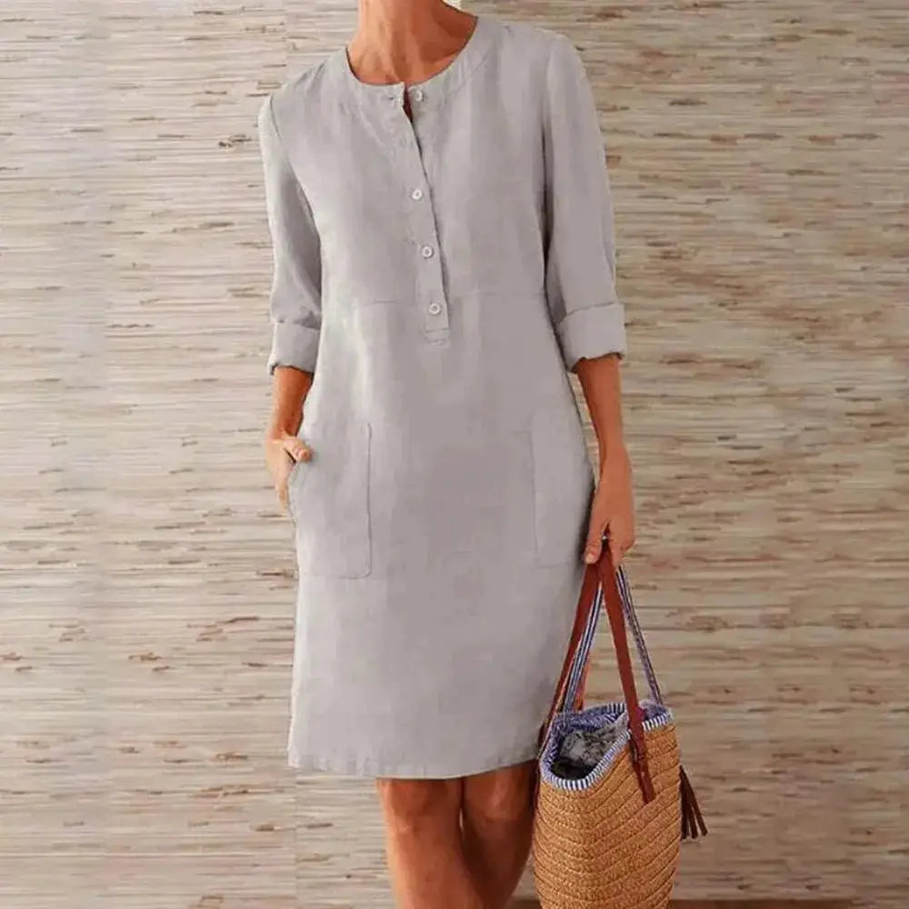 Jocoo Jolee Vintage Linen Tunic Dress For Women Elegant