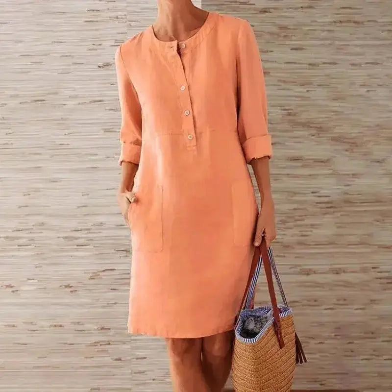 Jocoo Jolee Vintage Linen Tunic Dress For Women Elegant
