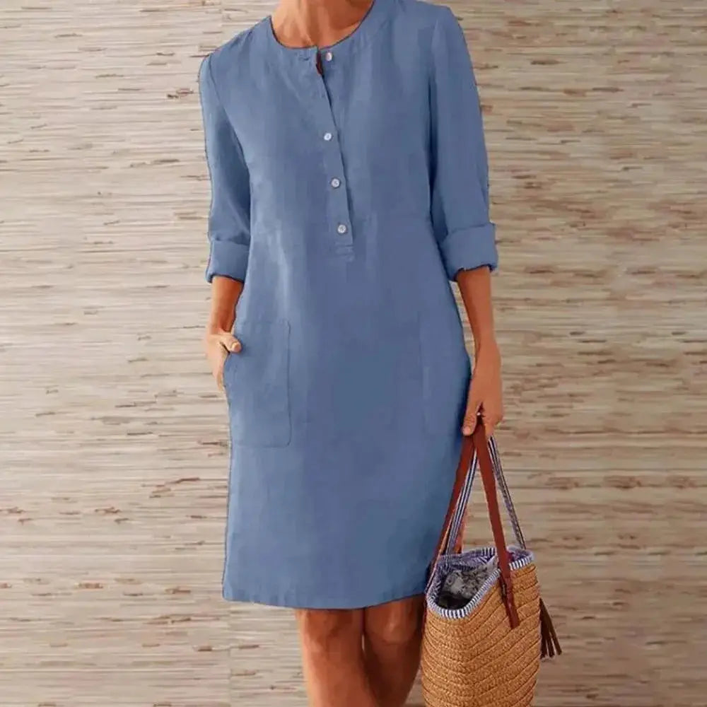 Jocoo Jolee Vintage Linen Tunic Dress For Women Elegant