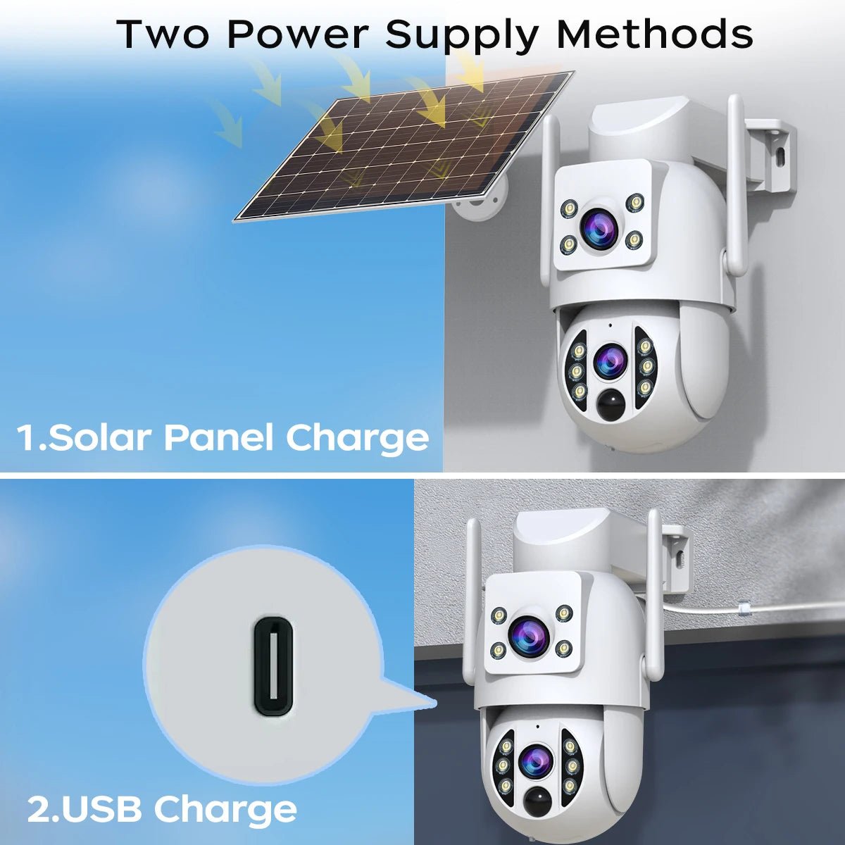 JOOAN 4K Solar Wireless Outdoor Dual Lens Camera - Self Powered Security Systems