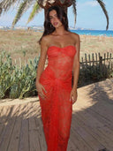 JULISSA MO Strapless Backless Lace Dress Elegant Summer Style