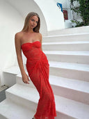 JULISSA MO Strapless Backless Lace Dress Elegant Summer Style