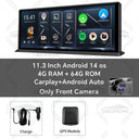 K60 Pro Car Dash Cam 11.3 Inch Android 14 AI - Wireless CarPlay And Android Auto