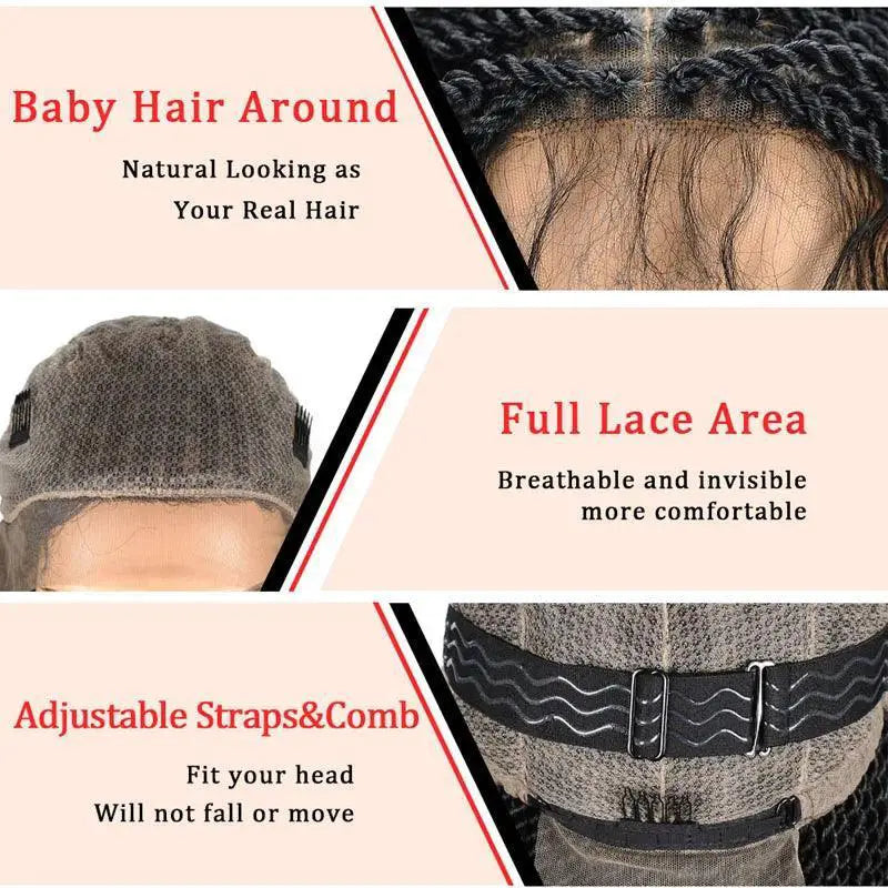 Kanekalon Synthetic Braided Lace Front Wigs Style Options