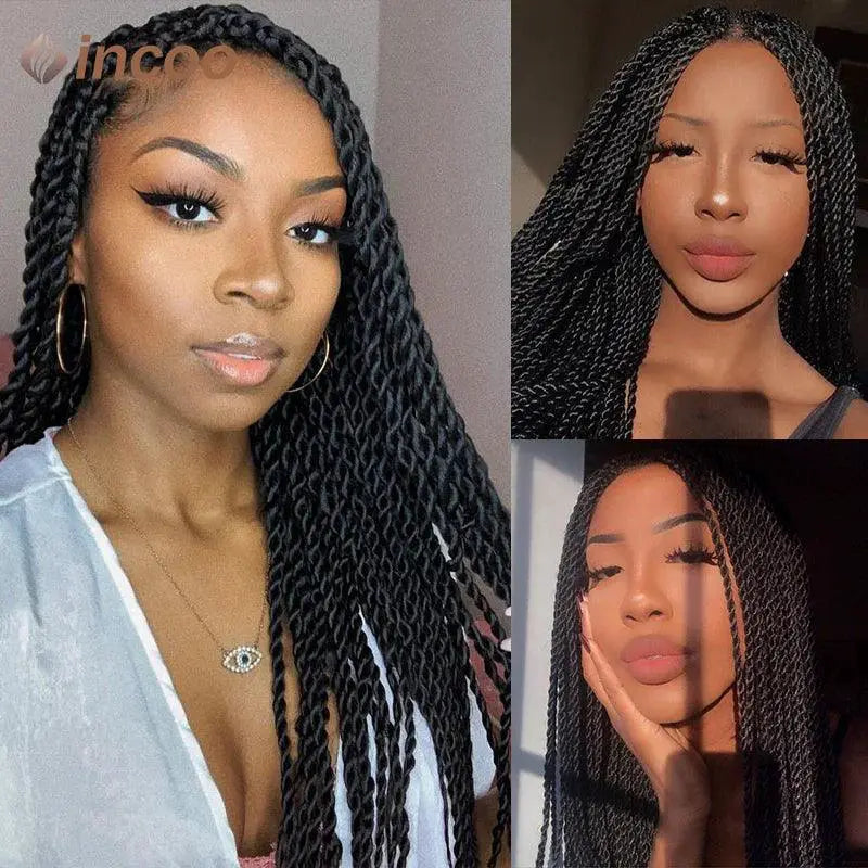 Kanekalon Synthetic Braided Lace Front Wigs Style Options