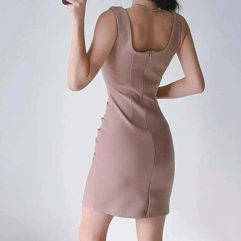 Kardashian Square Neck Sheath Dress Chic Alluring Style