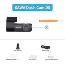 KAWA D5 Dash Cam with Night Vision and 360 Degree Rotation