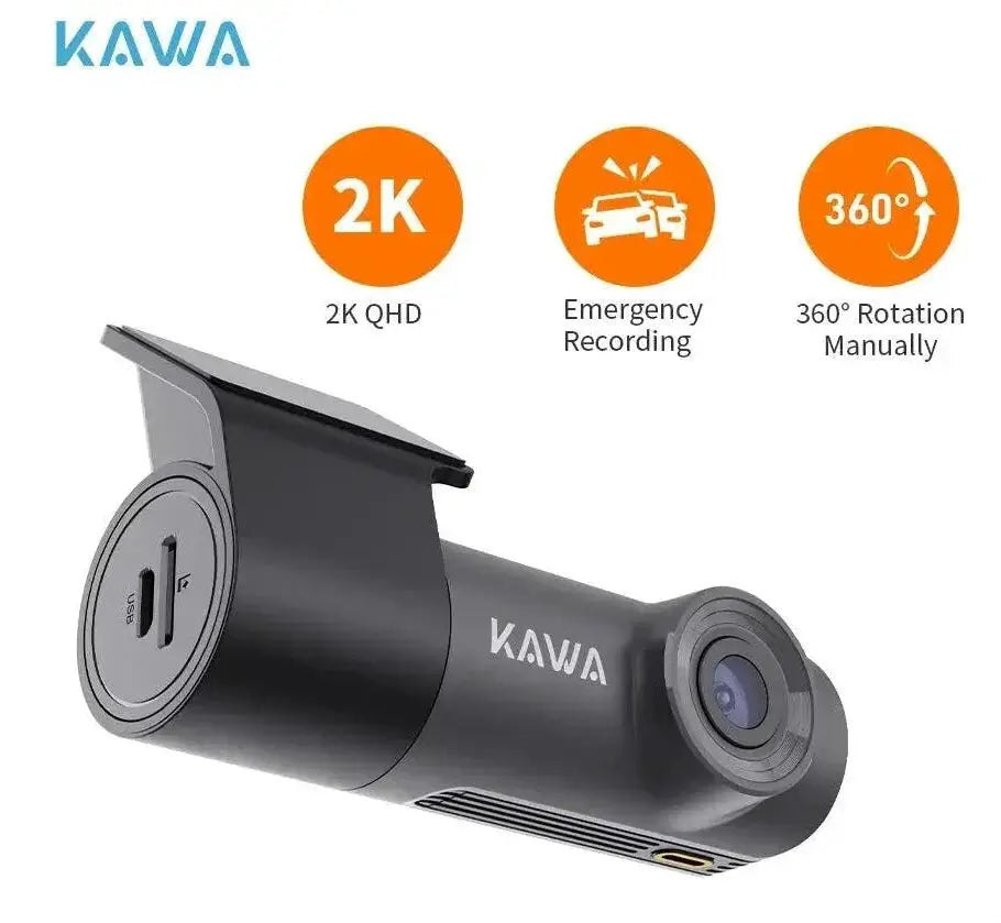 KAWA D5 Dash Cam With Night Vision 360 Rotation 2K QHD