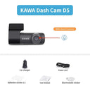 KAWA D5 Dash Cam with Night Vision and 360 Degree Rotation