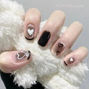 Kawaii Black Heart Coffin False Nail Tips Trendy Nail Kit