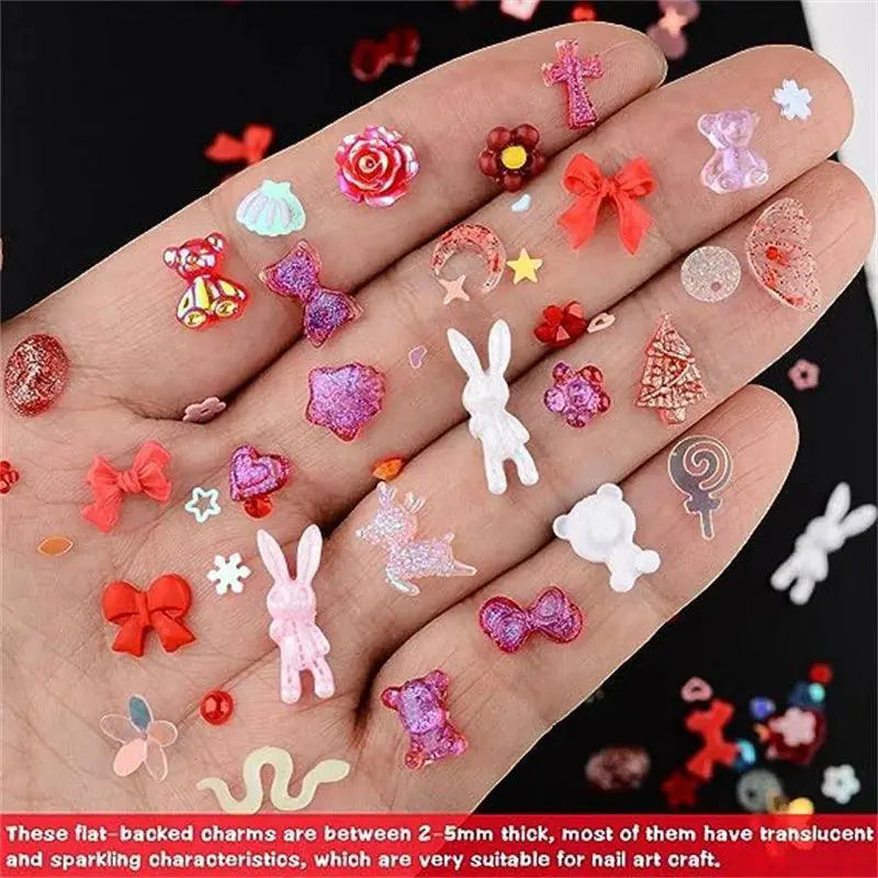 Kawaii Resin Nail Charms And Rhinestones Candy Theme Decor