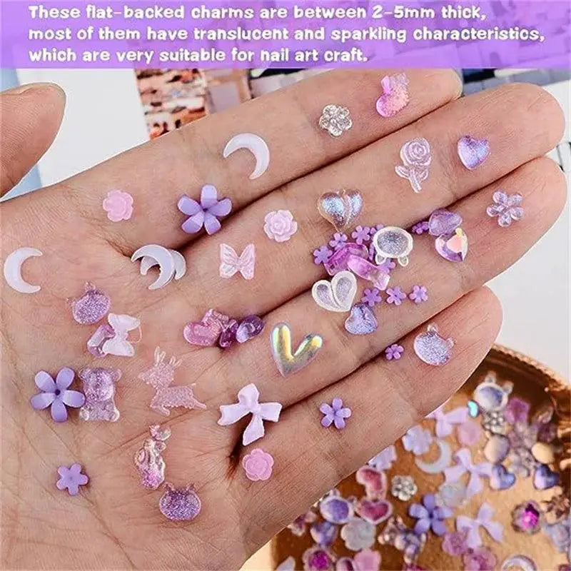 Kawaii Resin Nail Charms And Rhinestones Candy Theme Decor