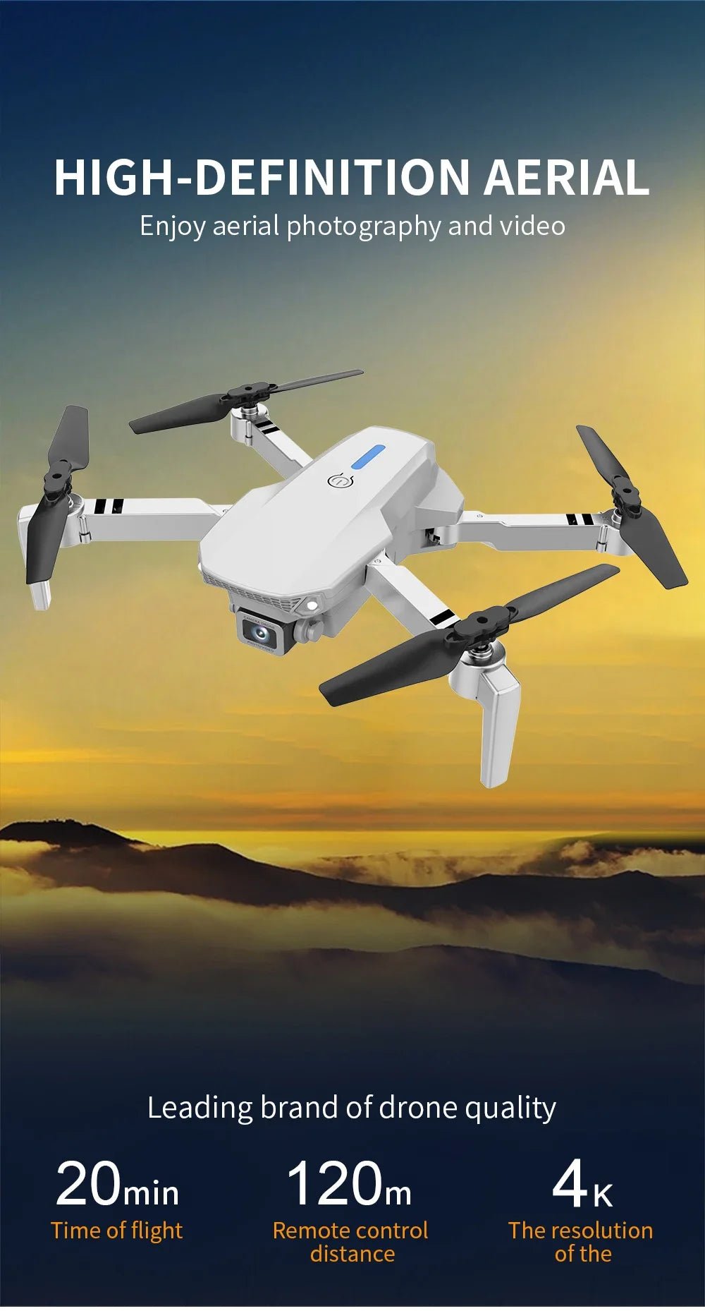 KBDFA 2025 E88 Professional HD 4K RC Drone - Foldable Dual Camera Quadrotor Lite