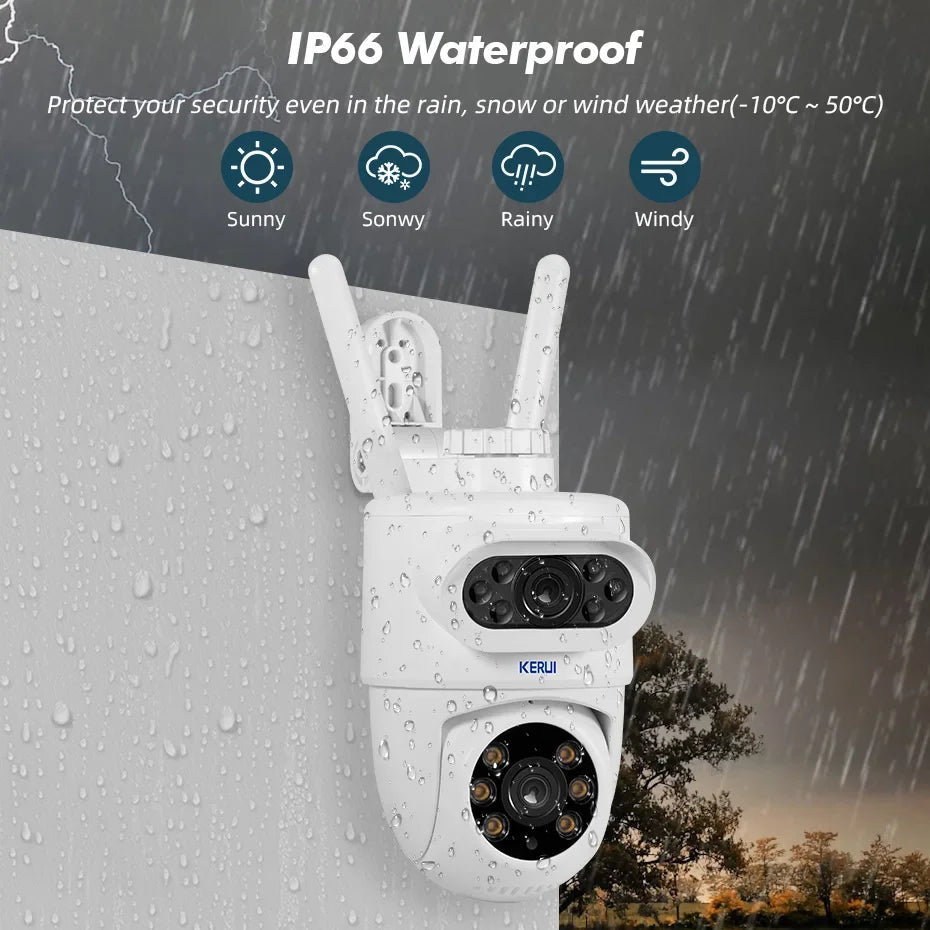 KERUI Outdoor 10MP 5K HD Dual Lens WiFi IP Camera PTZ - AI Motion Detection Plus
