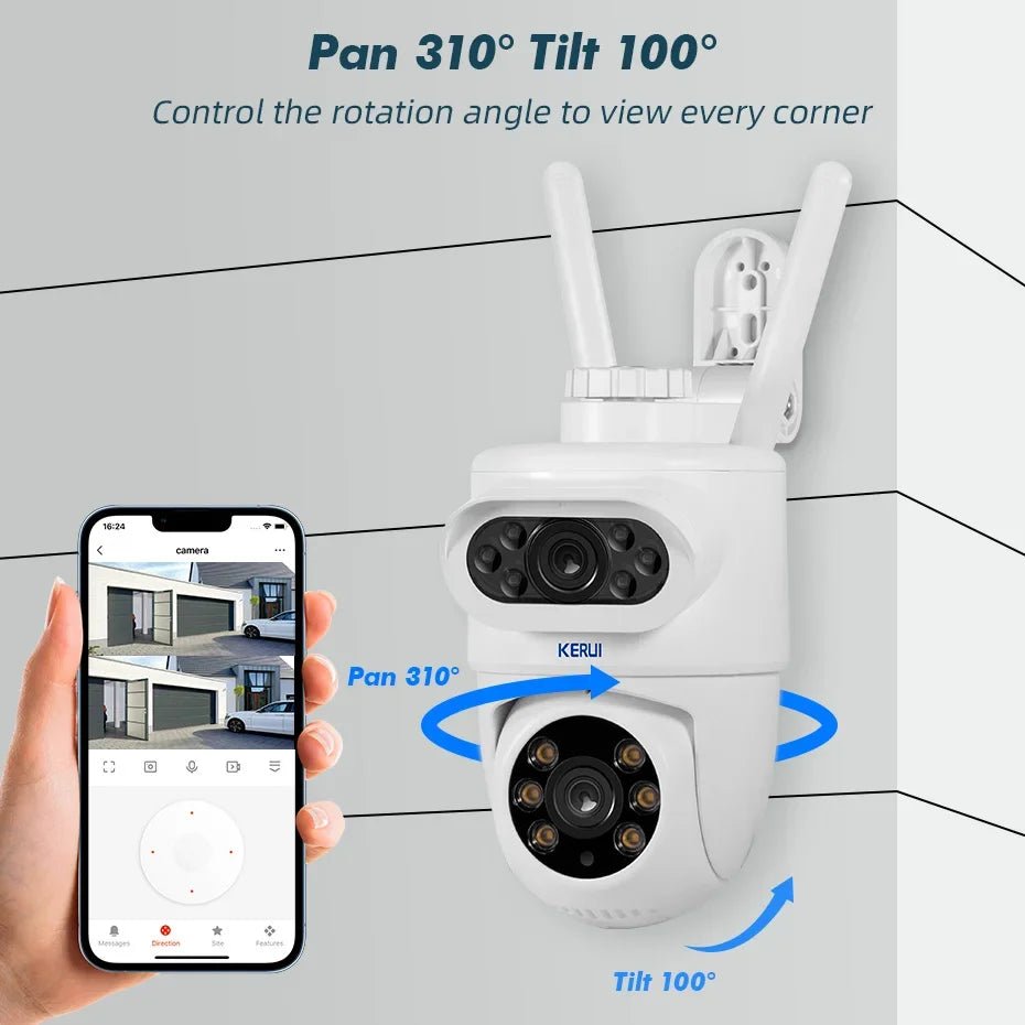 KERUI Outdoor 10MP 5K HD Dual Lens WiFi IP Camera PTZ - AI Motion Detection Plus