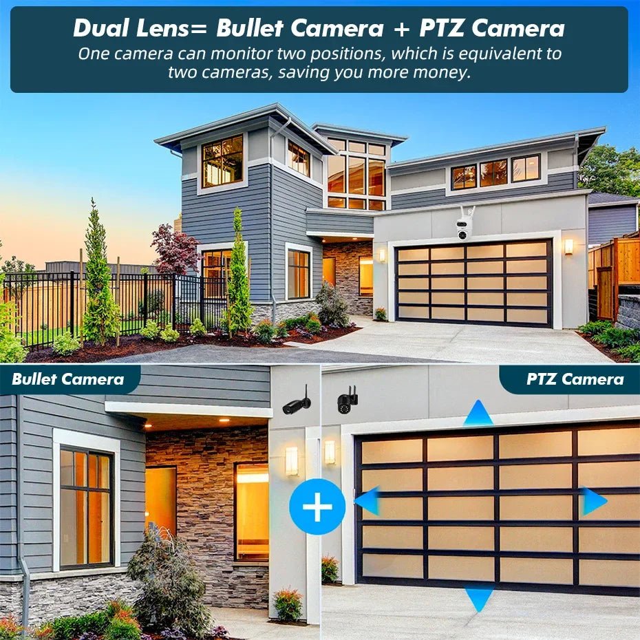 KERUI Outdoor 10MP 5K HD Dual Lens WiFi IP Camera PTZ - AI Motion Detection Plus