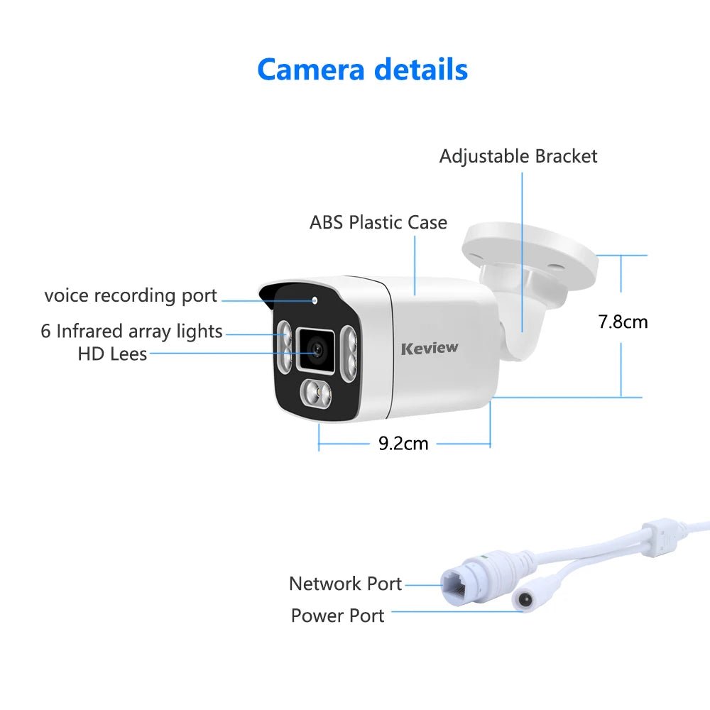 Keview 8MP 4K PoE Outdoor IP Camera - Dual Lens BulletCam Surveillance H265 IP66