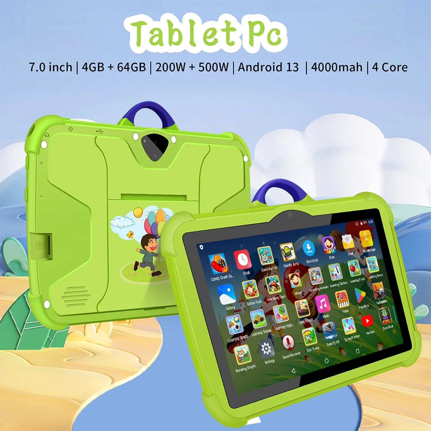 KidBright 7 Inch Android Kids Tablet Quad Core 4GB RAM 64GB ROM Play - Learn Fun