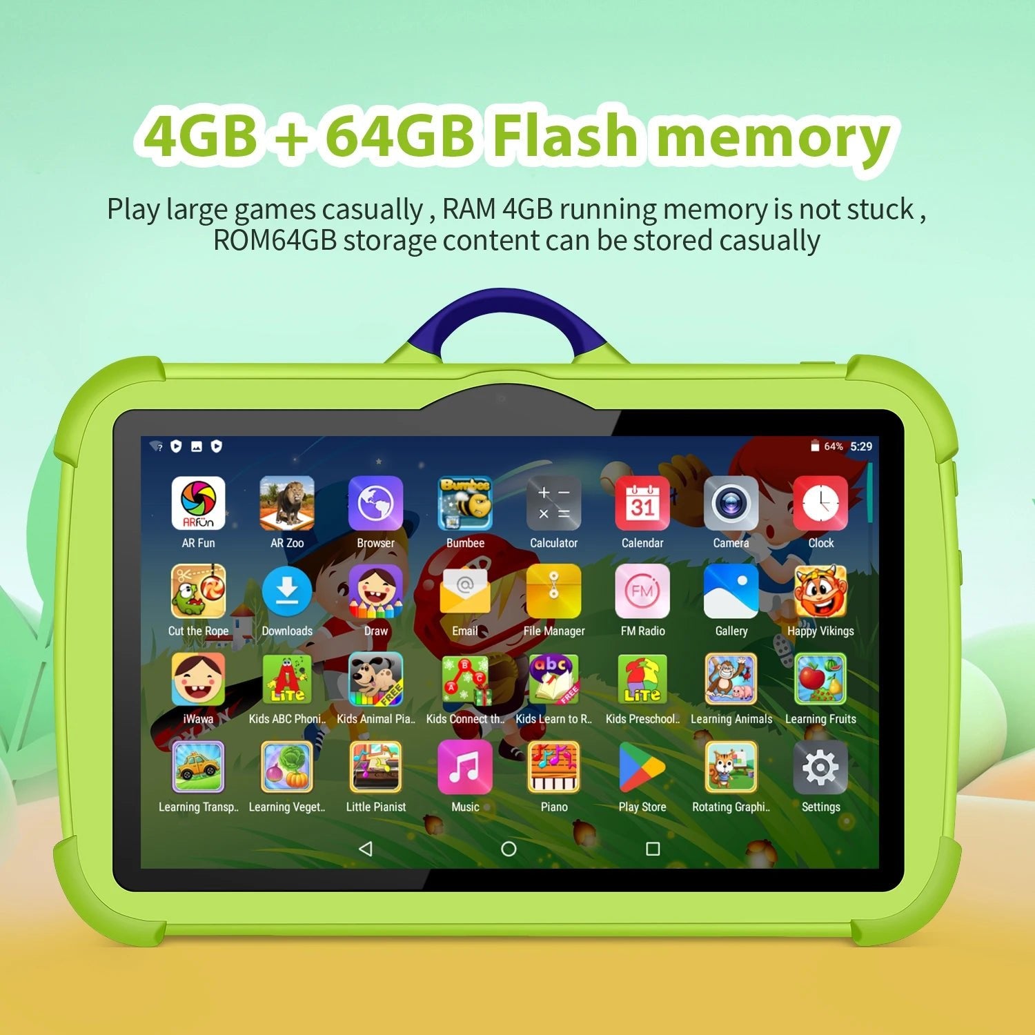 KidBright 7 Inch Android Kids Tablet Quad Core 4GB RAM 64GB ROM Play - Learn Fun